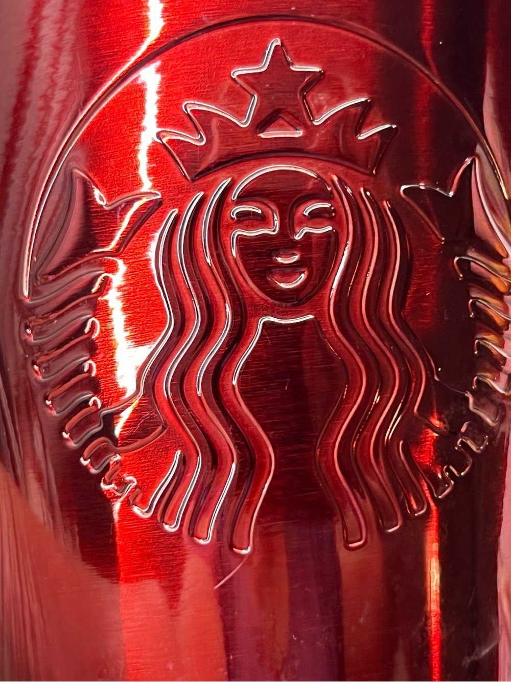 Starbucks Red Metallic Cold Cup Tumbler with Straw Coffee & Tea Theme - Picture 3 of 5